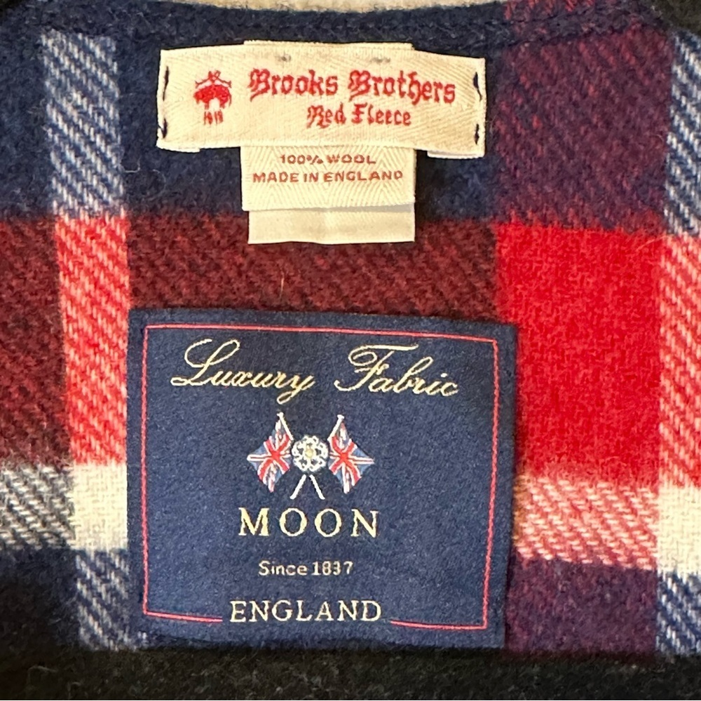 Brooks Brothers Red Fleece 100% Wool Wrap Cape Cardigan Made‎ in England - Picture 10 of 13